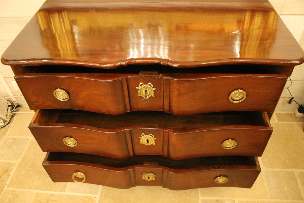 Louis XV Nantes Port Commode In Solid Mahogany-photo-2