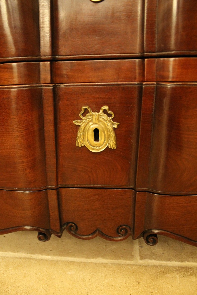 Louis XV Nantes Port Commode In Solid Mahogany-photo-5