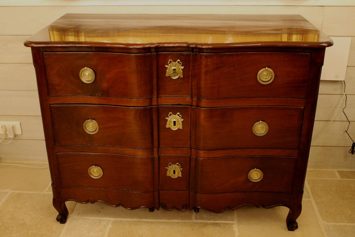 Louis XV Nantes Port Commode In Solid Mahogany