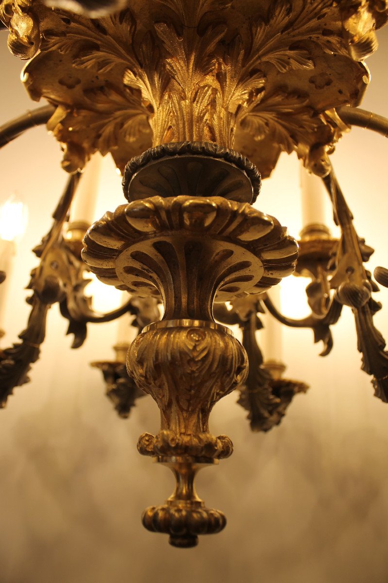 Important Gilt Bronze And Patinated Chandelier With 18 Lights, Napoleon III Period-photo-4