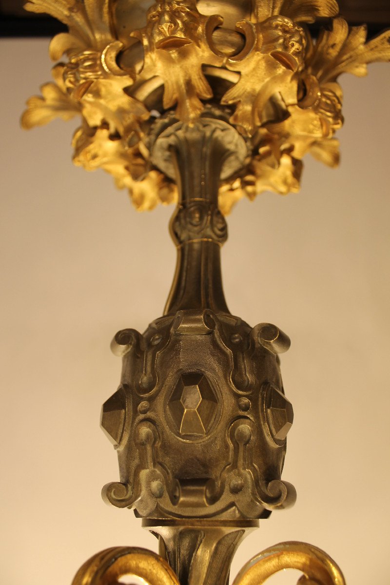 Important Gilt Bronze And Patinated Chandelier With 18 Lights, Napoleon III Period-photo-6