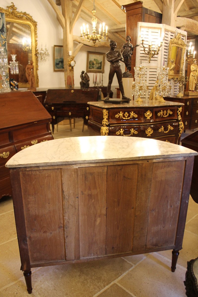 Petite Commode Demi Lune En Acajou, Epoque Louis XVI-photo-7