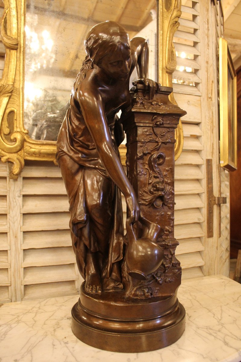 A La Fontaine - Bronze De Paul Armand Bayard De La Vingtrie (1846-1900)