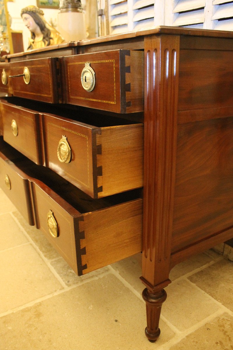 Commode Louis XVI En Acajou Massif, Bordeaux, XVIIIème Siècle-photo-1