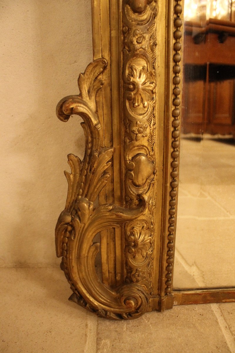 Important Miroir De Style Louis XV En Bois Et Stuc Doré, époque Napoléon III-photo-2