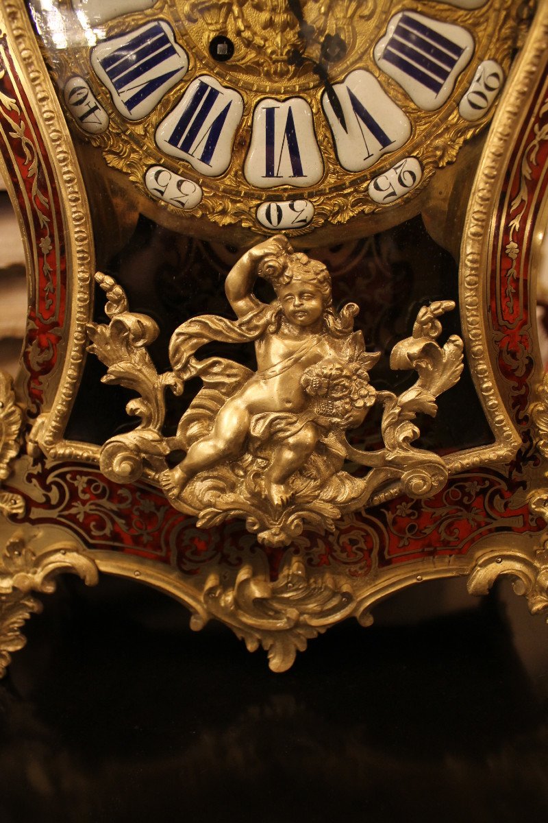 Cartel Et Sa Console En Marqueterie Boulle, époque Napoléon III-photo-2