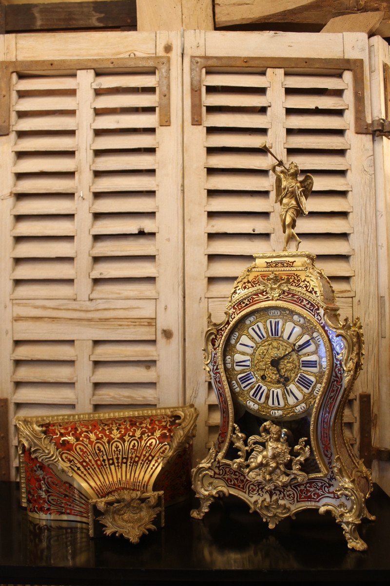 Cartel Et Sa Console En Marqueterie Boulle, époque Napoléon III