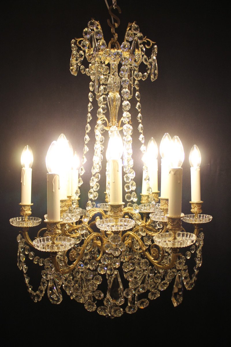 Lustre En Bronze Et Cristal De Baccarat, époque Napoléon III-photo-4