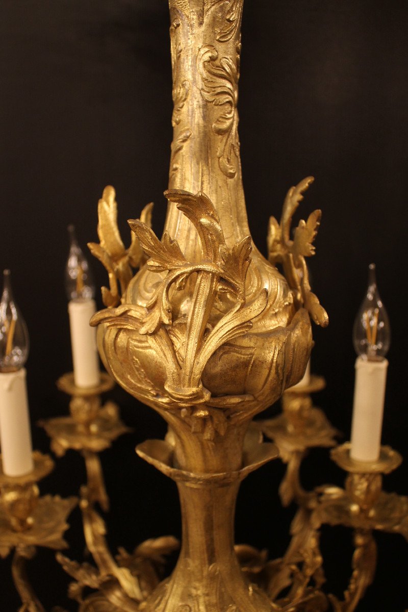 Important Louis XV Rocaille Style Chandelier In Gilt Bronze With 12 Lights-photo-3