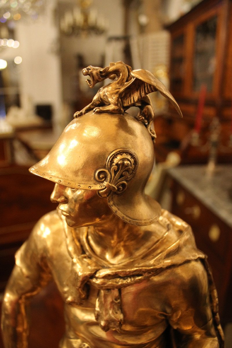 Le Courage Militaire - Paul Dubois (1827-1905) Gilded Bronze  Barbedienne-photo-2