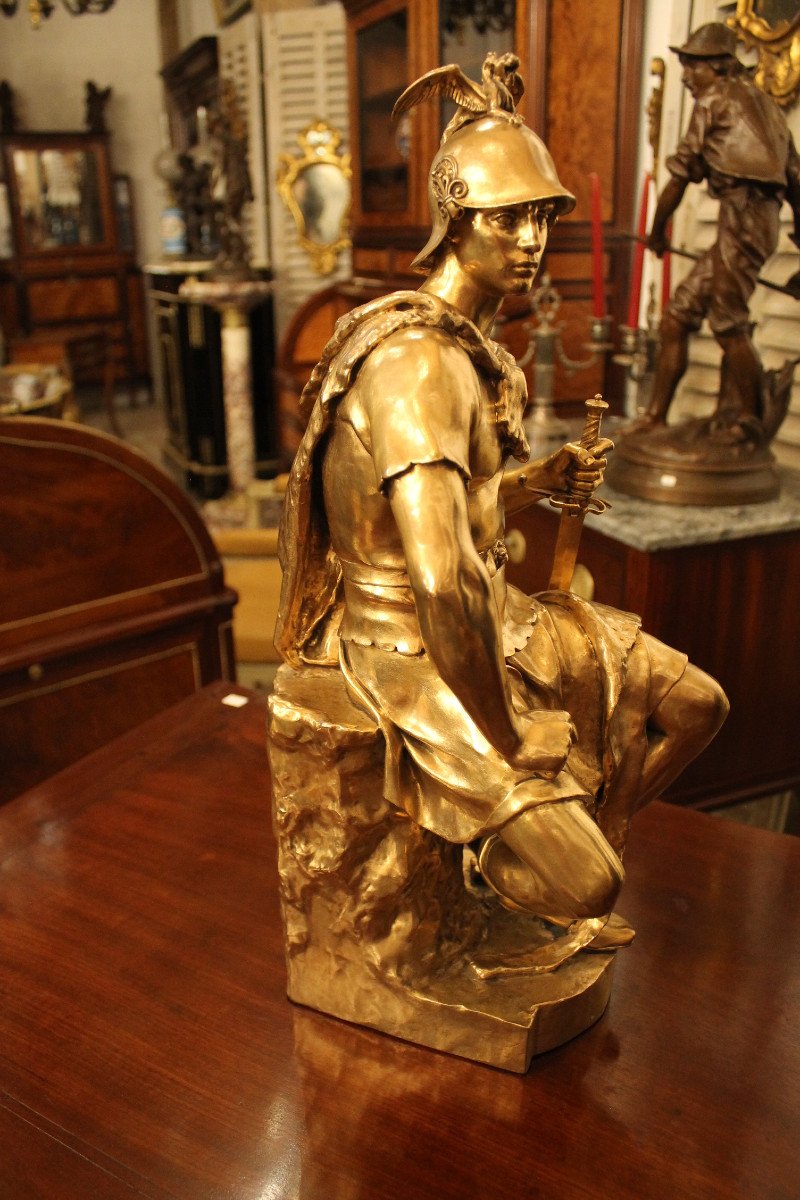 Le Courage Militaire - Paul Dubois (1827-1905) Gilded Bronze  Barbedienne-photo-4