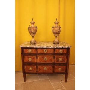 Small Louis XVI Inlaid Commode, Work From Eastern France Late 18th Century