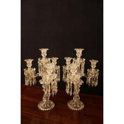 Pair Of Candelabra With Four Baccarat Crystal Lights