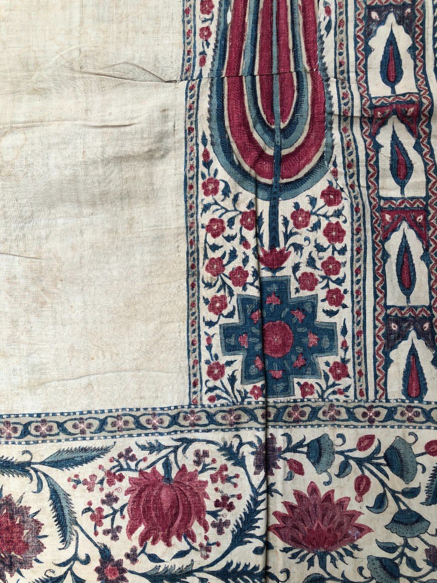 Ancien Kalamkari Ou Ghalamkar Iranien - Tissu XIXème - Art Islamique Qajar-photo-4