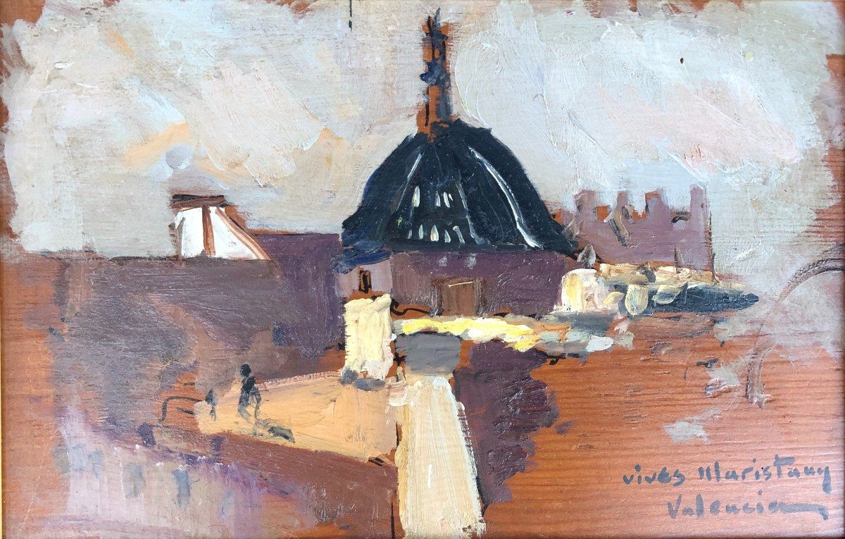 Vives Martistany (1901-1932) - The Roofs Of Valencia In Spain - Valencia - Oil On Wood