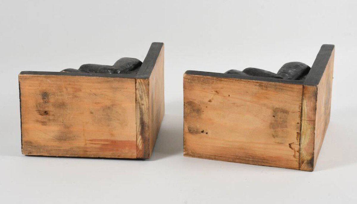 Pair Of Bookends Early 20th Century - Patinated Wood-photo-4