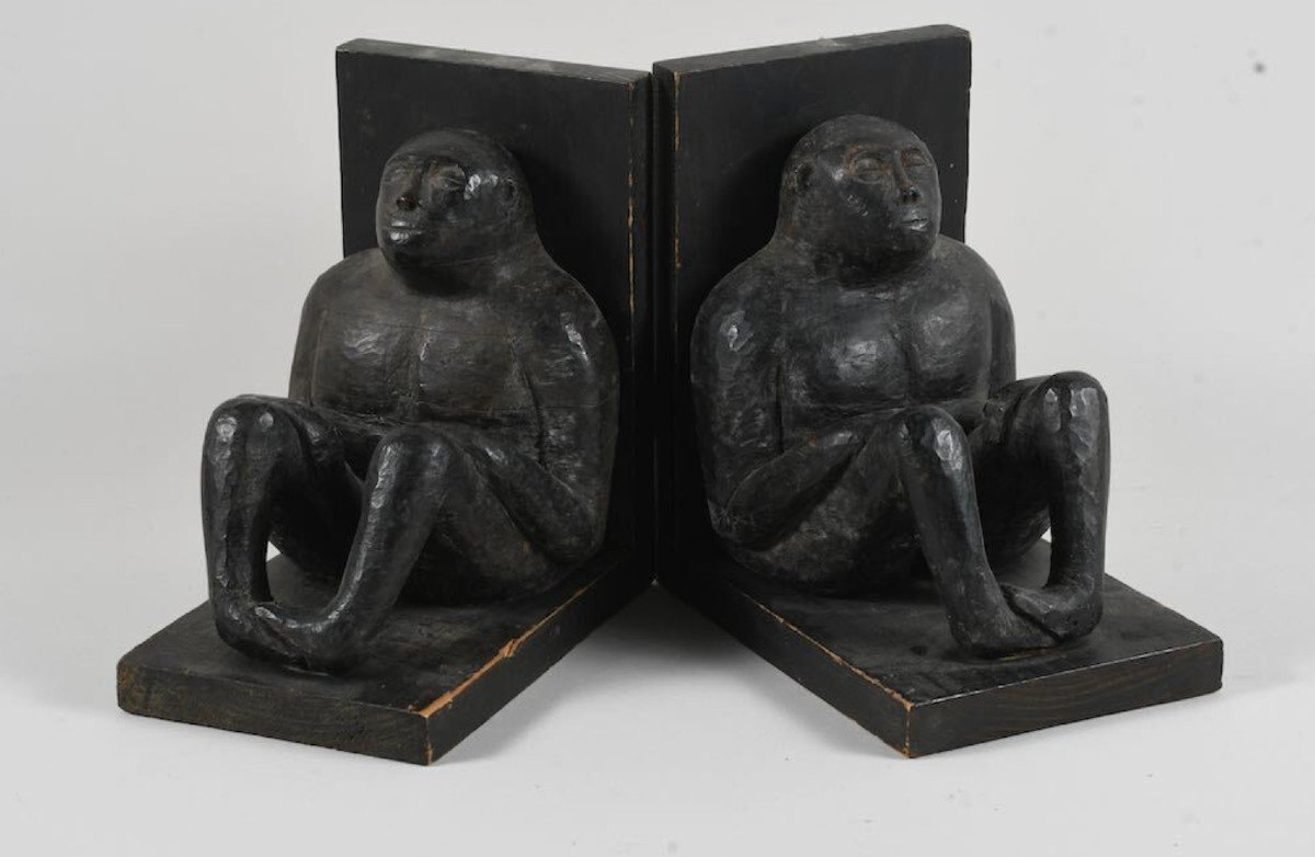 Pair Of Bookends Early 20th Century - Patinated Wood