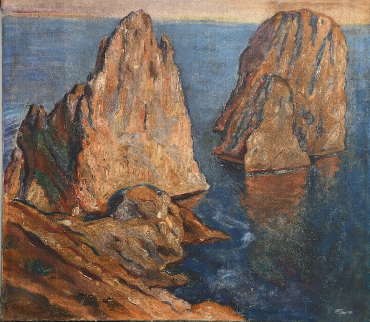 Grand Tableau - Vue De Capri - 1926 - Italie - Huile Sur Toile