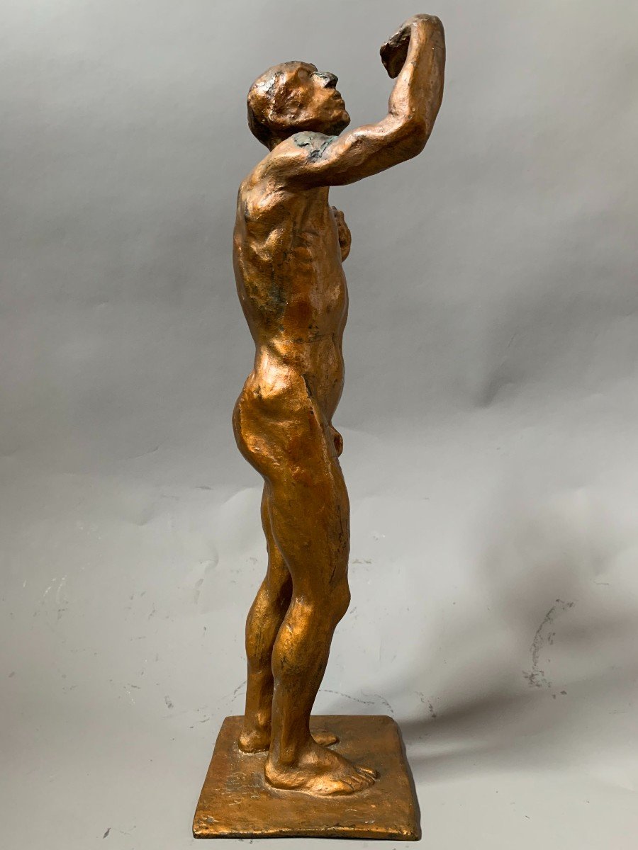 Sculpture - Bronze - 1914 - Naked Man - Signed - Rodin School-photo-3