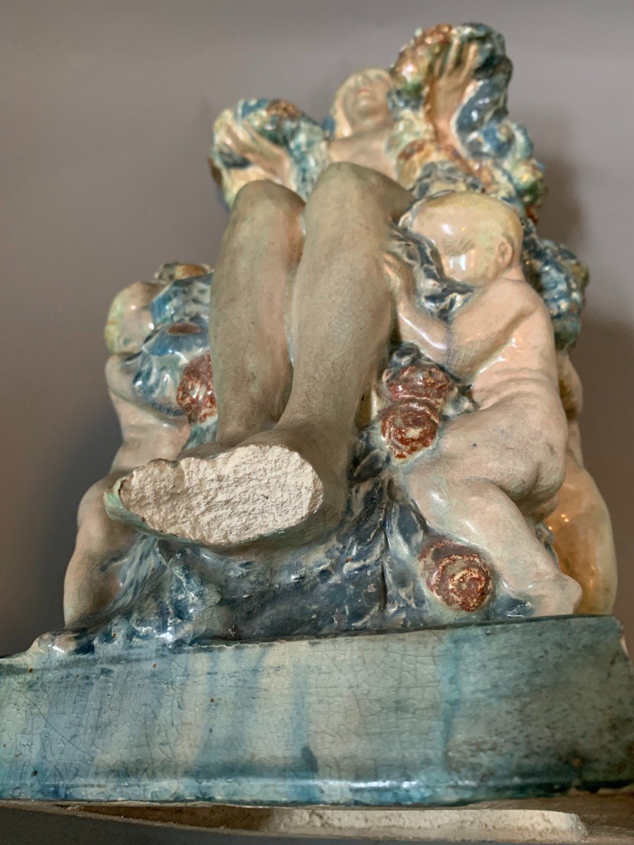 Enamelled Sandstone Sculpture - First Part Of The 20th Century -photo-7