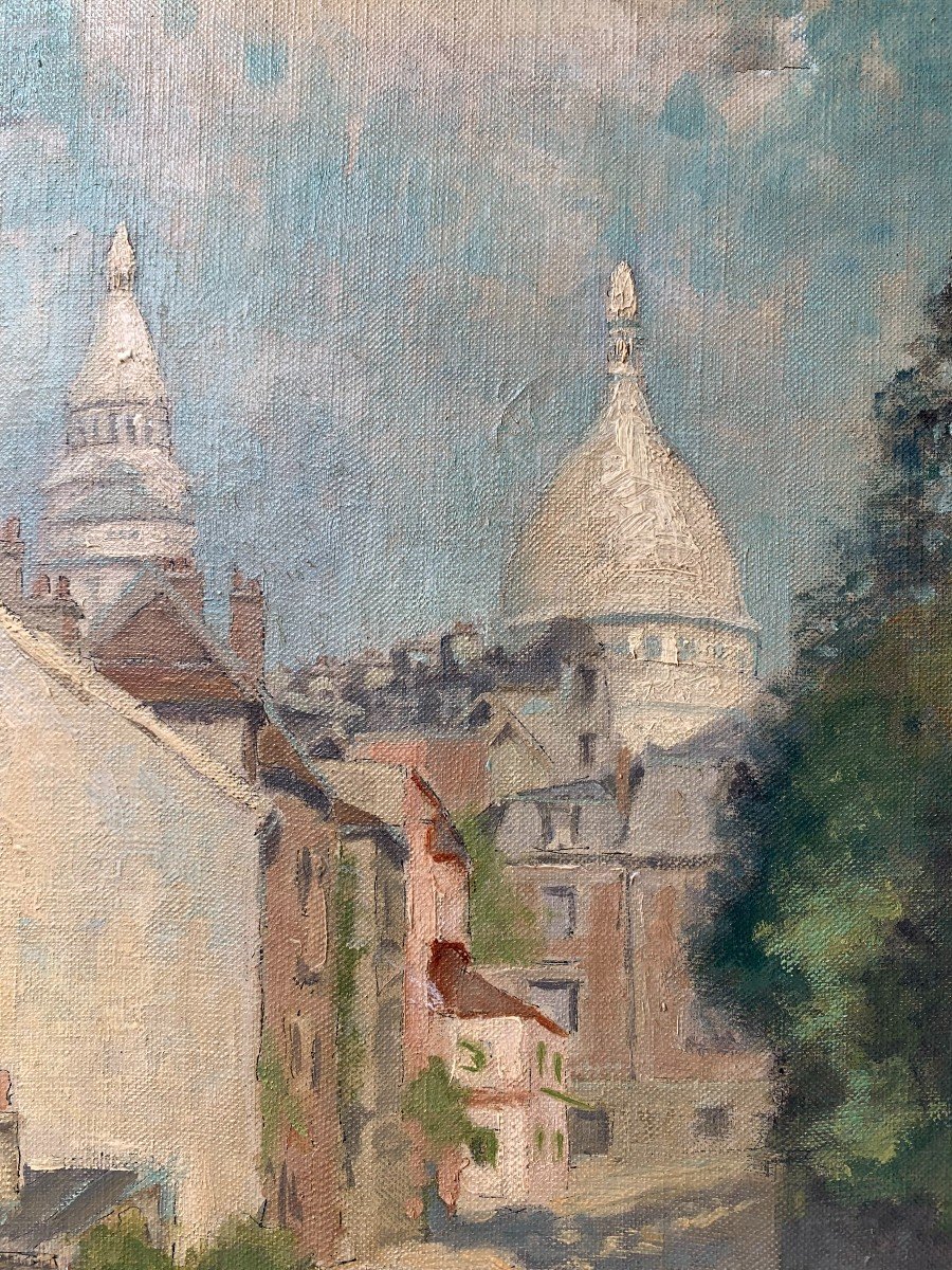 Lucien Barué (xix-xx) - Rue De l'Abreuvoir à Montmartre - Huile Sur Toile-photo-2