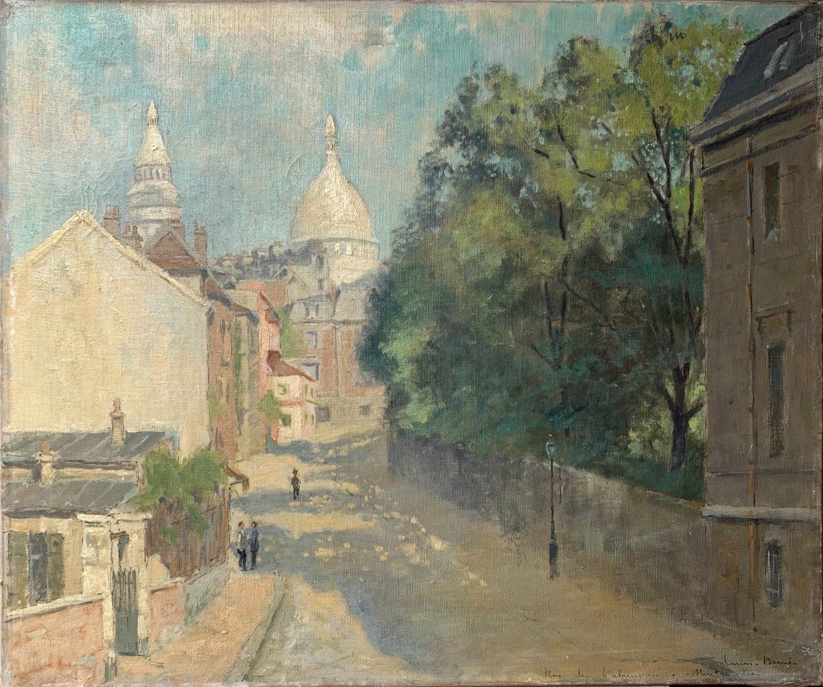 Lucien Barué (xix-xx) - Rue De l'Abreuvoir à Montmartre - Huile Sur Toile