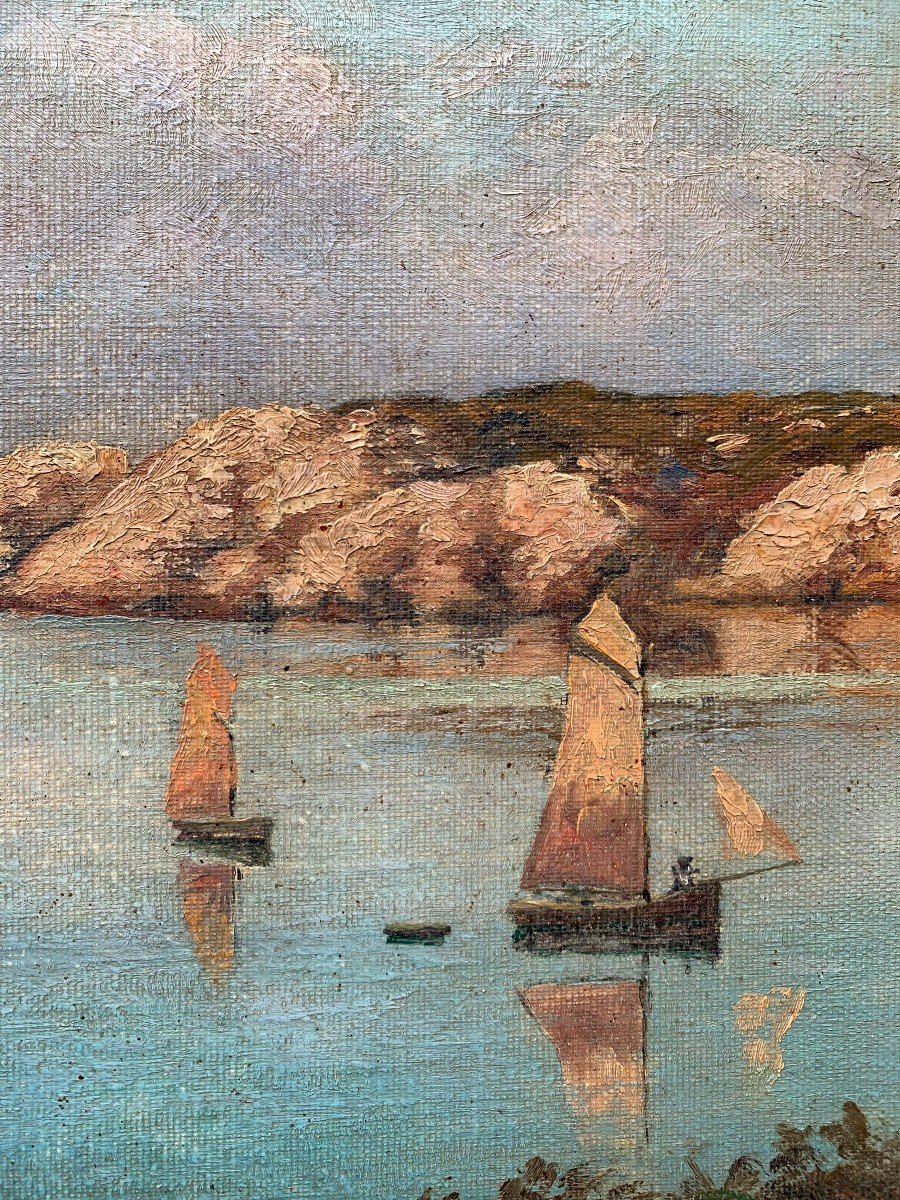 Huile Sur Toile - Bord De Mer En Bretagne - Signé Et Daté 1936-photo-1