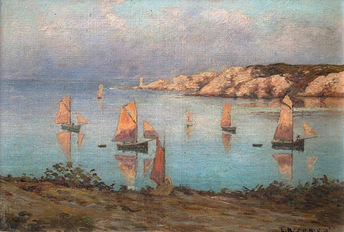 Huile Sur Toile - Bord De Mer En Bretagne - Signé Et Daté 1936