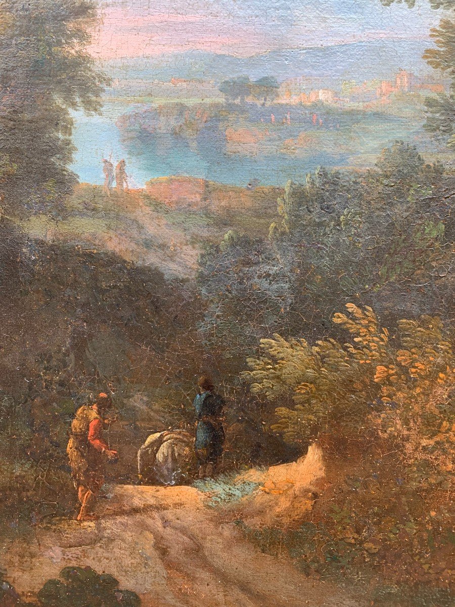 Huile Sur Toile - XVIIIème Siècle -  Paysage Italien -  Italie Ou France-photo-2