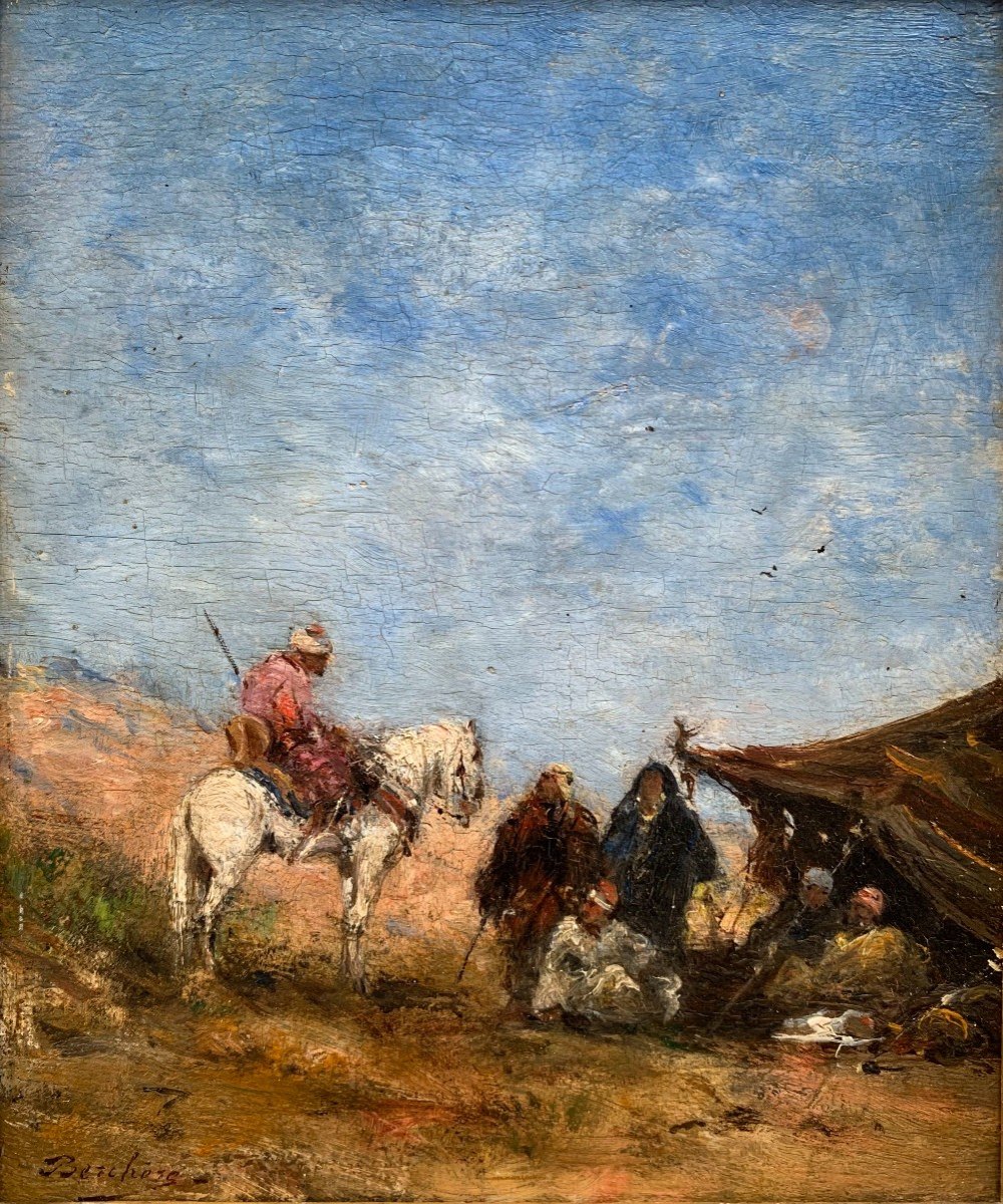 Narcisse Berchère (1819-1891) - Le Repos De La Caravane - XIXème - Orientalisme