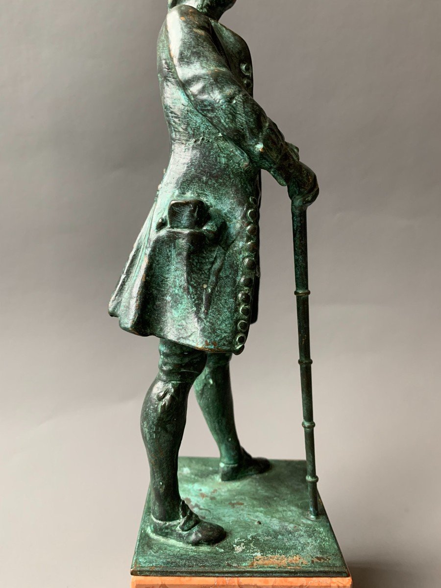 Bronze à Patine Verte - XXème - Gentilhomme Du XVIIIème Siècle -photo-4