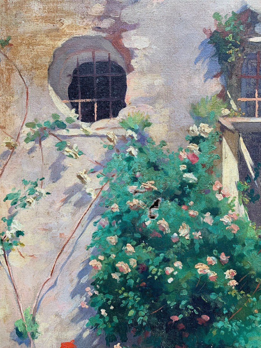 Oil On Canvas - Signed And Dated 1937 - The House Of Geraniums-photo-3