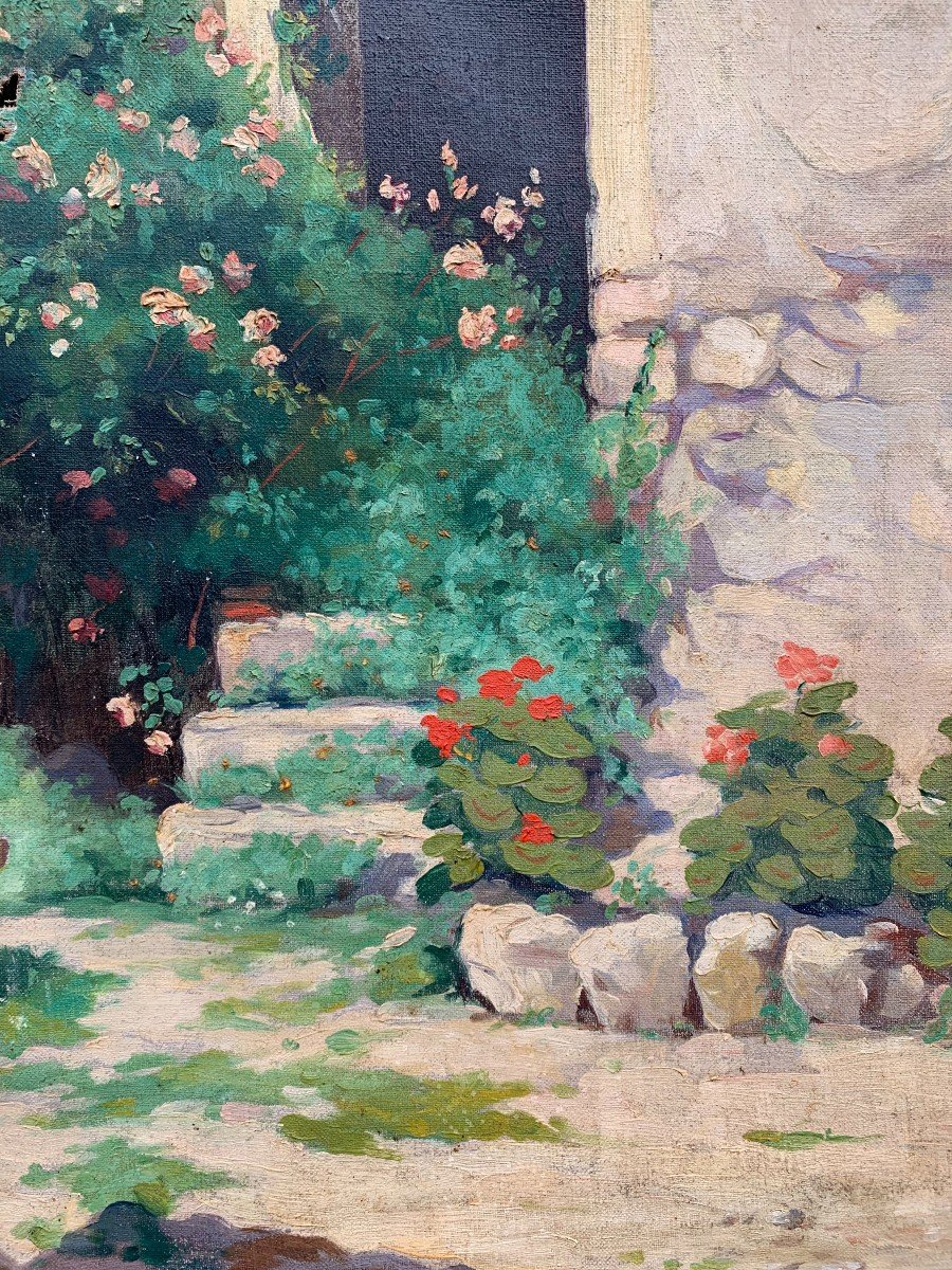 Oil On Canvas - Signed And Dated 1937 - The House Of Geraniums-photo-4