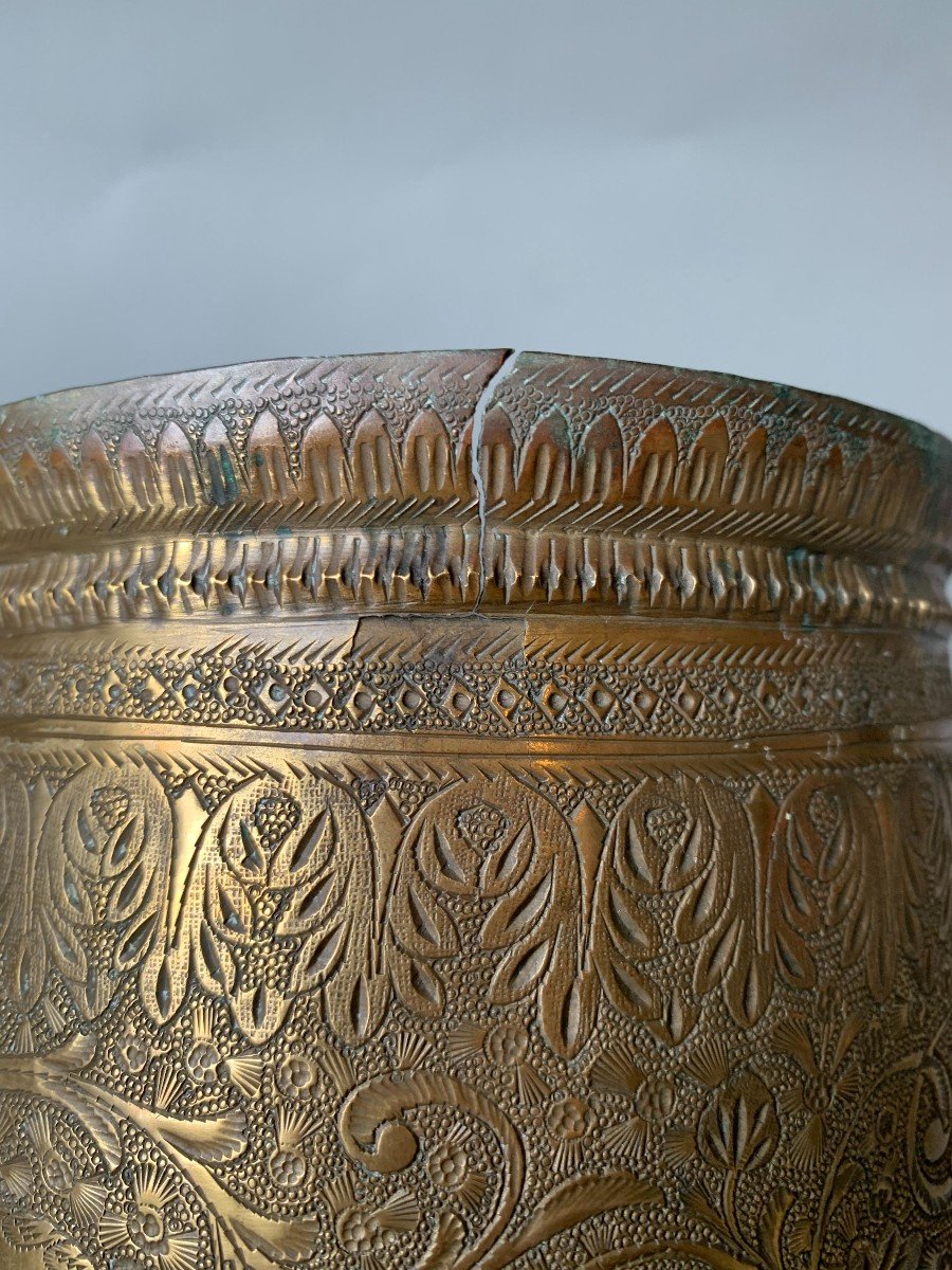 Copper Vase 19th Century - Qajar Persian Ottoman Islamic - Animals-photo-1