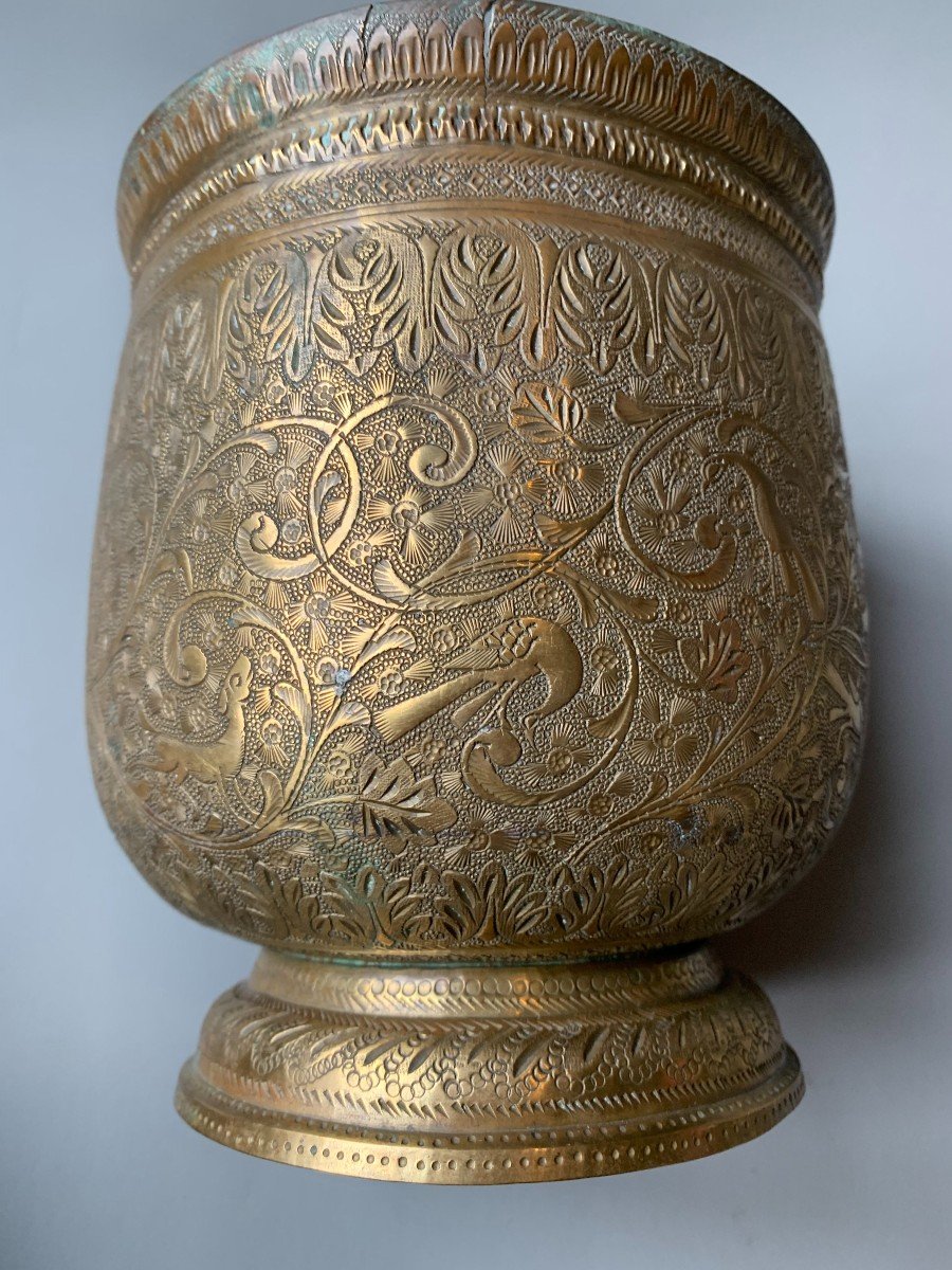 Vase En Cuivre XIXème Siècle - Qajar Perse Ottoman islamique - Animaux-photo-3