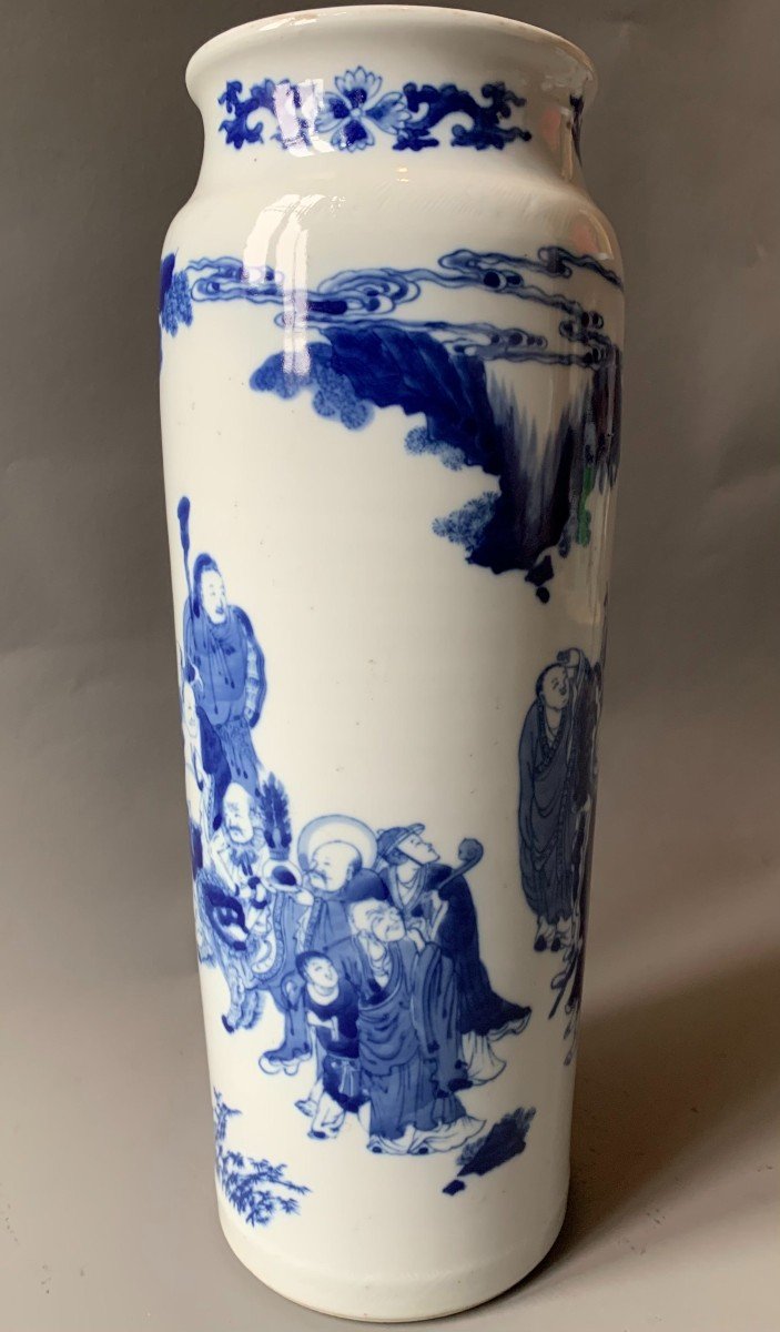 Grand Vase Chinois En Porcelaine Blanc Bleu - XIXème XXème 