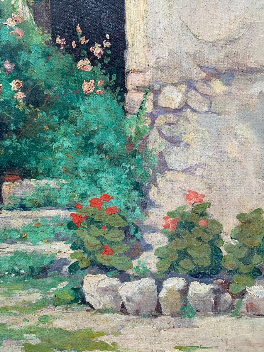 Oil On Canvas - Signed And Dated 1937 - The House Of Geraniums-photo-4