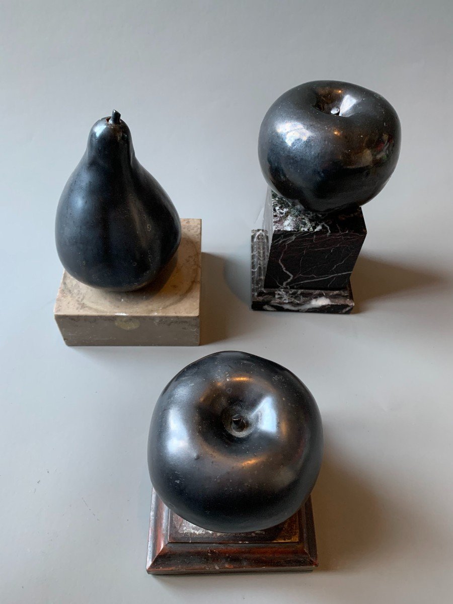 Trois Fruits En Céramique - Une Poire Et Deux Pommes - Vers 1970-photo-5