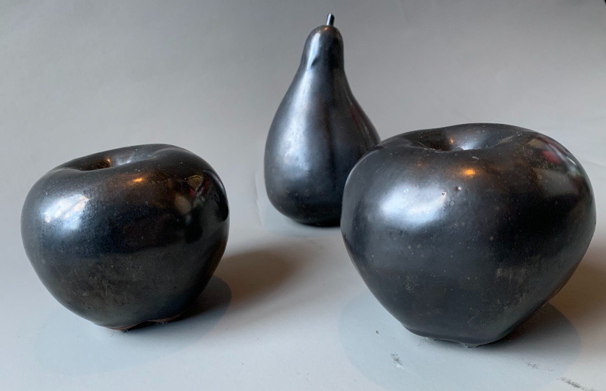 Trois Fruits En Céramique - Une Poire Et Deux Pommes - Vers 1970