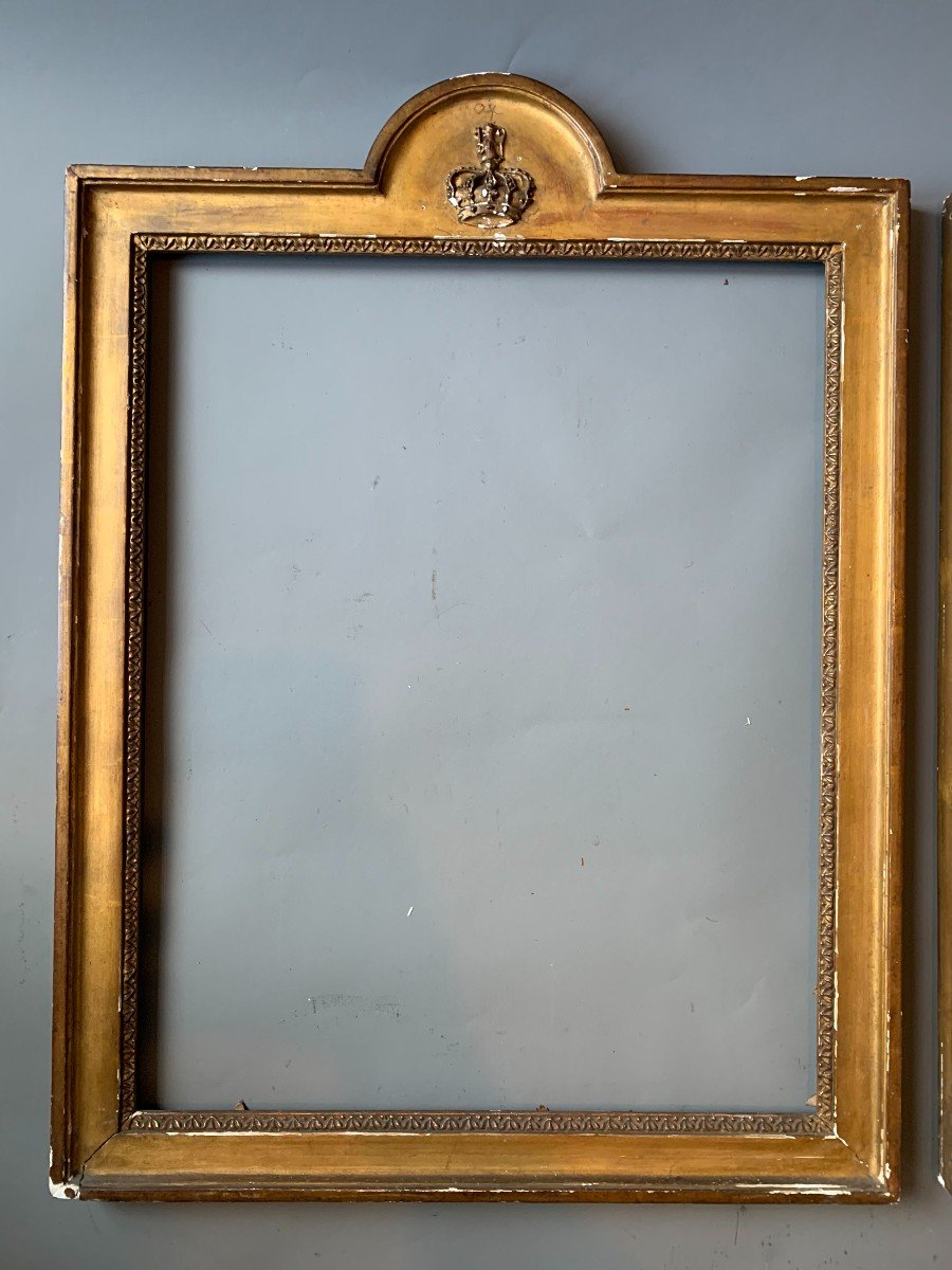 Pair Of Frames - Gilded Wood - Late 19th Century - Closed Crown-photo-2