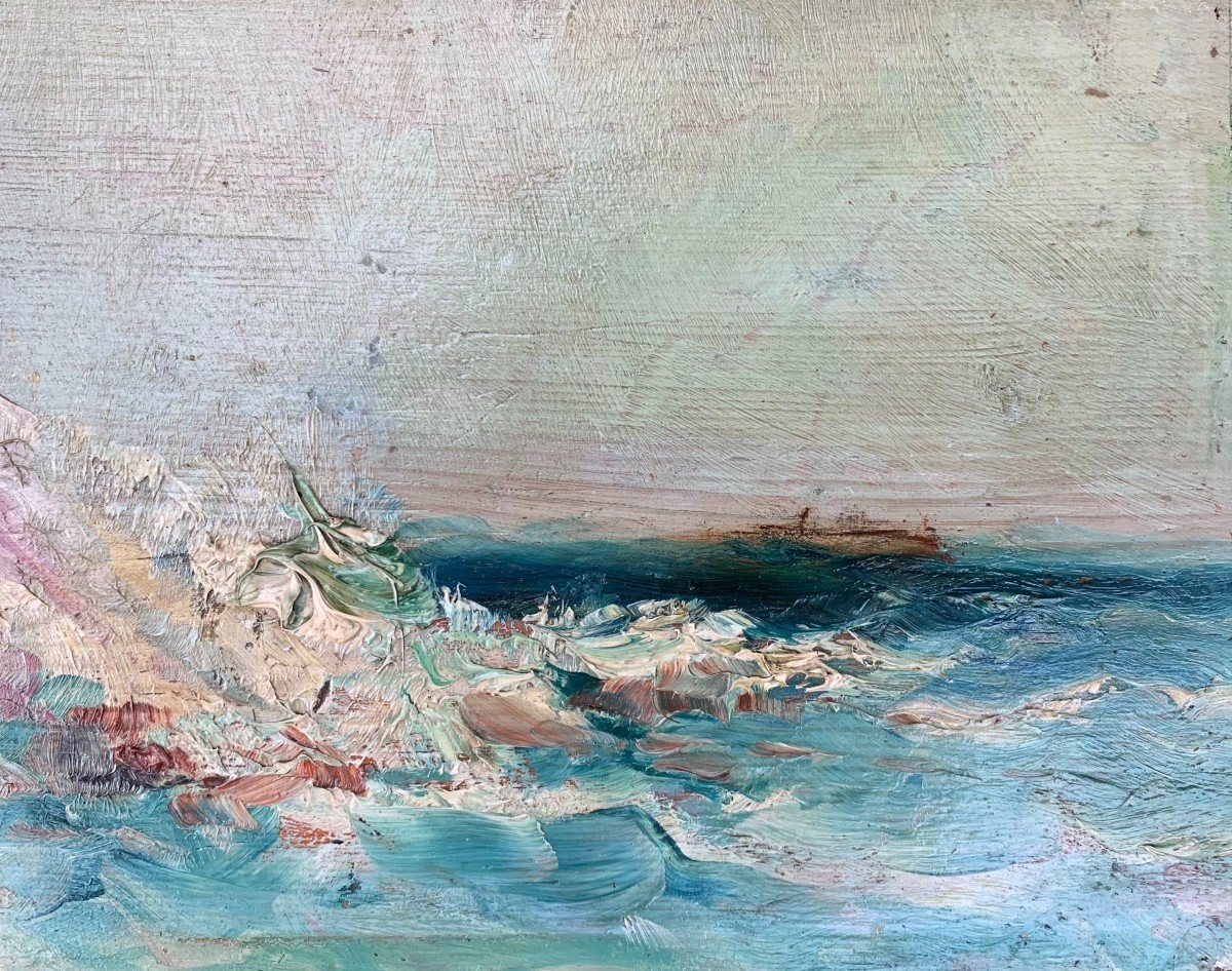 Huile Sur Bois - Début XXème - Marine Abstraite - Circa 1920-photo-2