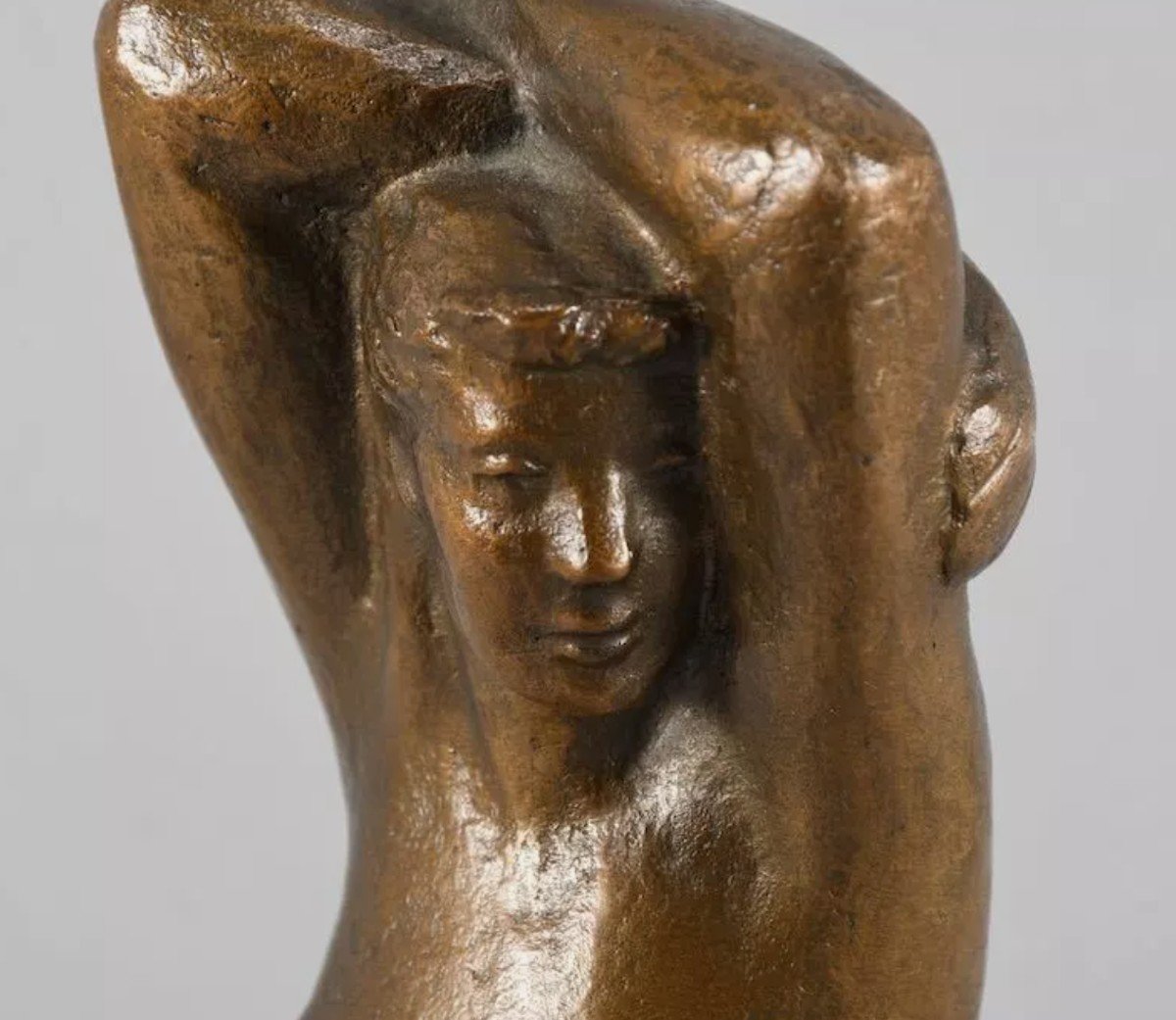 Bronze Sculpture - Naked Woman - Brown Patina - 20th Century -photo-2