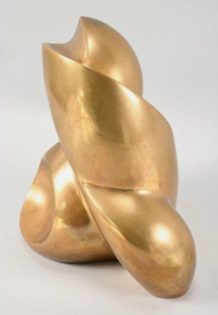 Abstract Sculpture - Signed Françoise Jaquet-girbal - 1970s - Gilded Bronze-photo-2