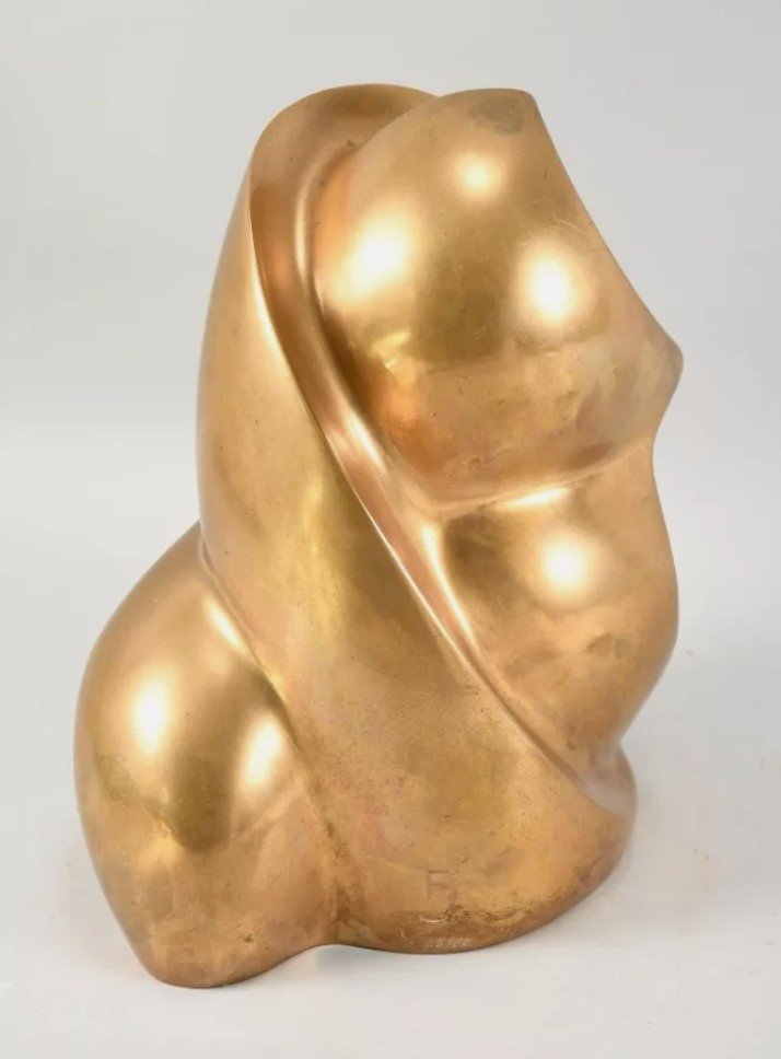 Abstract Sculpture - Signed Françoise Jaquet-girbal - 1970s - Gilded Bronze-photo-3