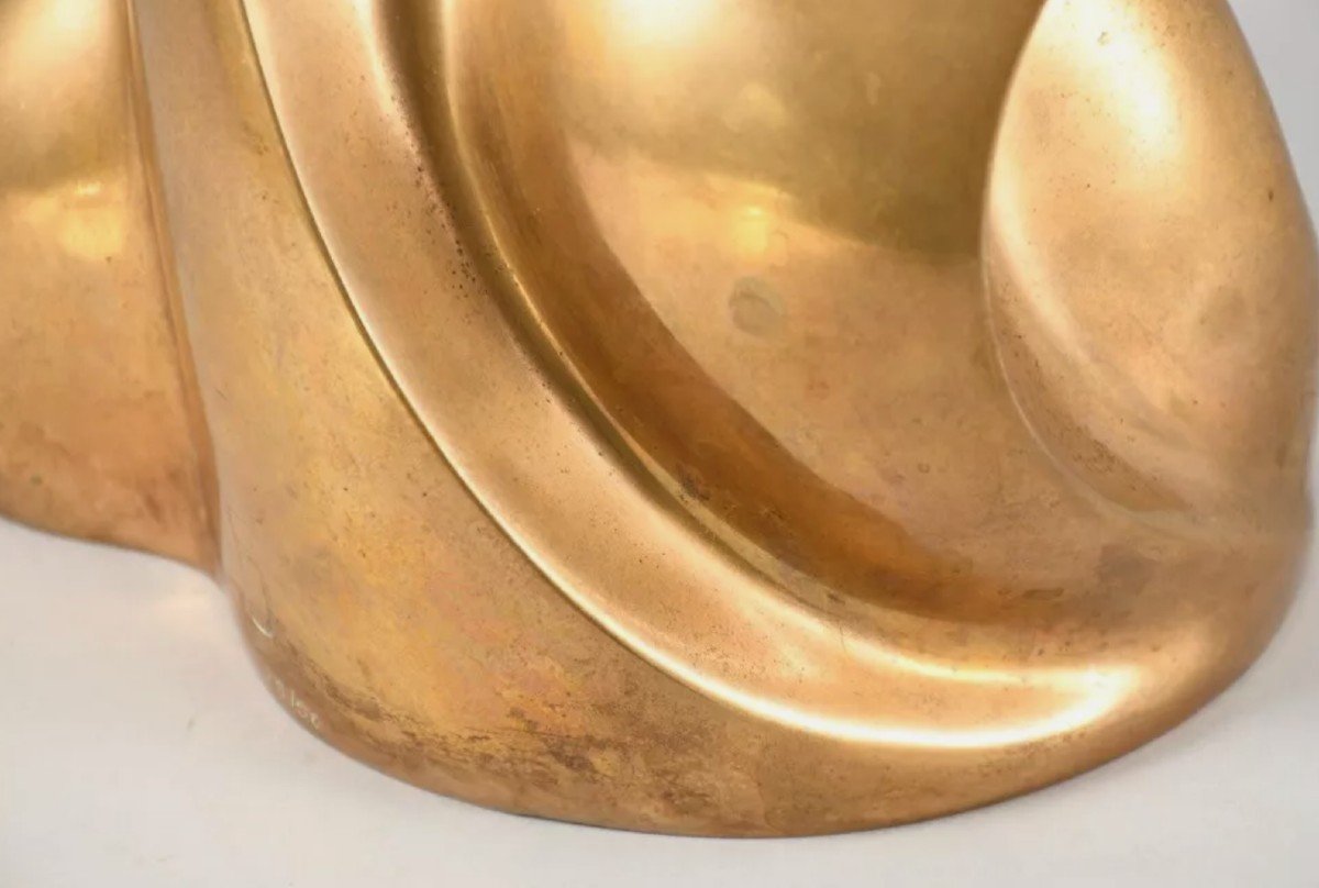 Abstract Sculpture - Signed Françoise Jaquet-girbal - 1970s - Gilded Bronze-photo-4