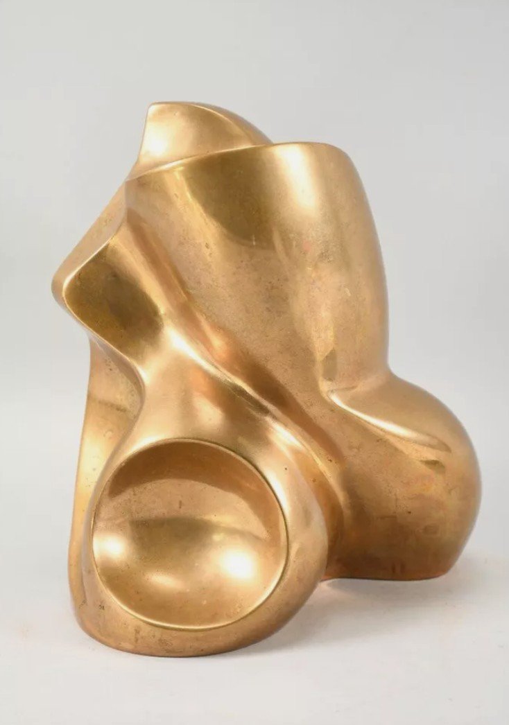 Abstract Sculpture - Signed Françoise Jaquet-girbal - 1970s - Gilded Bronze