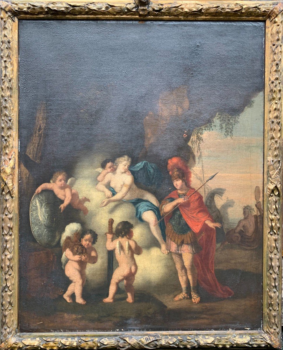 Huile Sur Toile XVIIIème - Scène Mythologique - Hadès Et Perséphone -photo-2