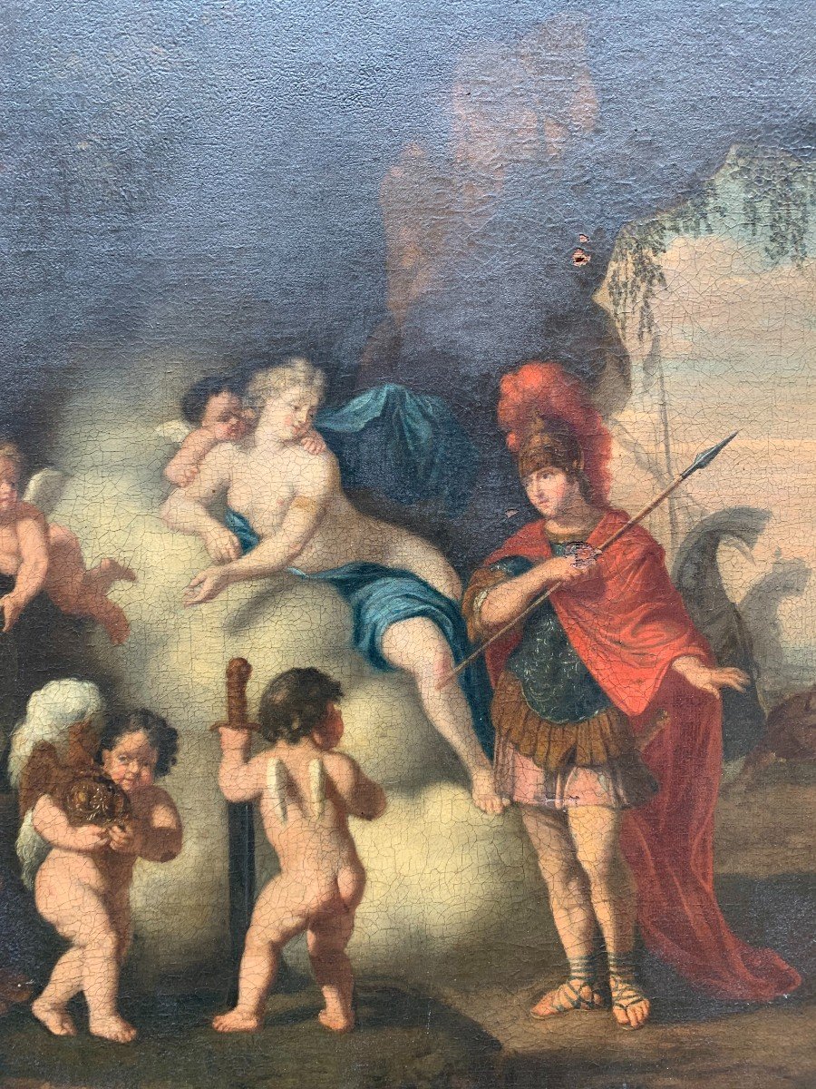 Huile Sur Toile XVIIIème - Scène Mythologique - Hadès Et Perséphone -photo-3