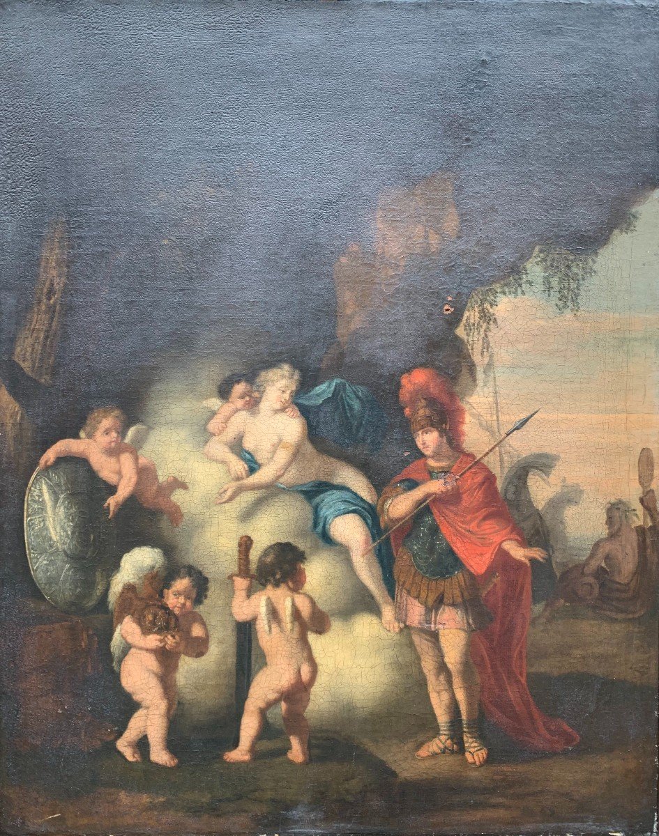 Huile Sur Toile XVIIIème - Scène Mythologique - Hadès Et Perséphone 