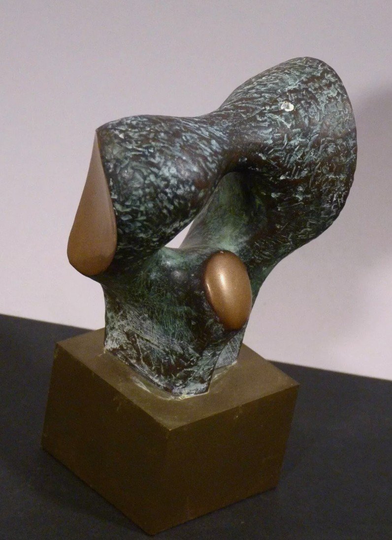 Abstract Bronze Sculpture - Signed And Foundry Stamp - 1980s-photo-1